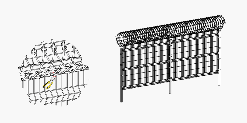 Place the razor wire roll in the starting point.