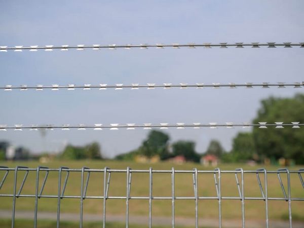 Des fils de rasoir droits sont installés au sommet de la clôture BRC.